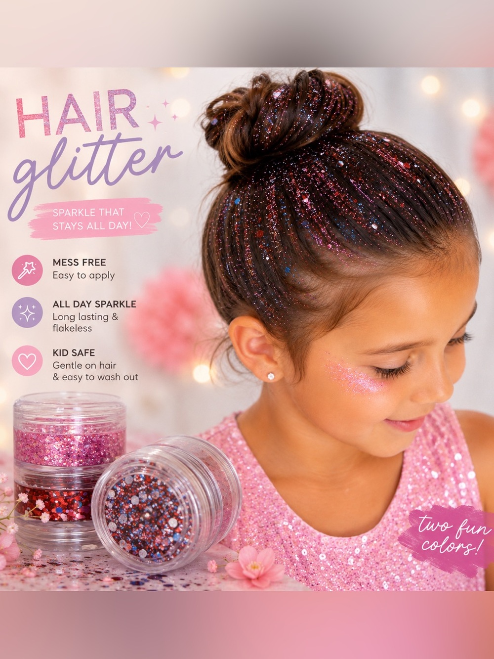 Hair Glitter Gel Double Stack - Patriotic and Pink
